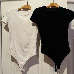 Abercrombie & Fitch White and Black Short Sleeve Bodysuits
